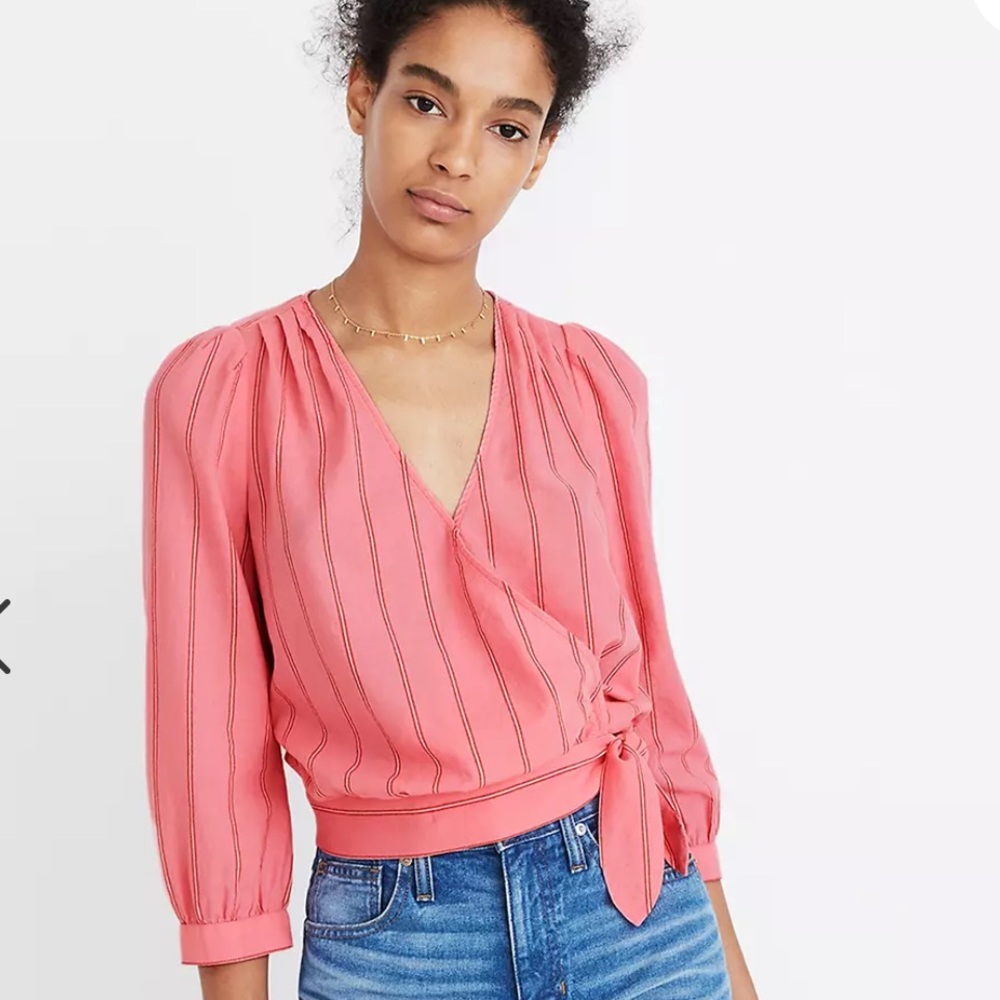 Madewell Pink Women's Wrap Top NWT Medium